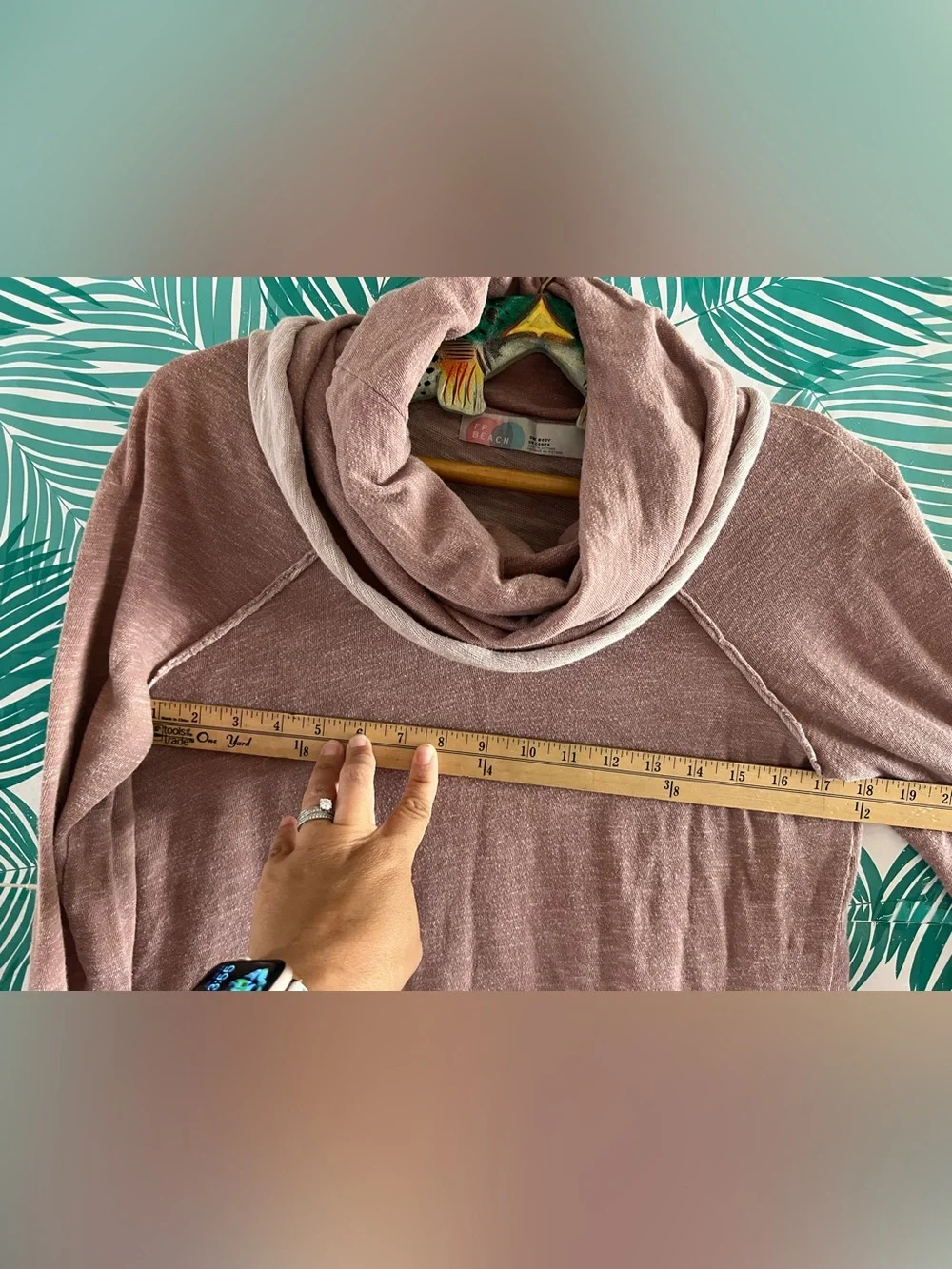 Free People Beach Lightweight Cowl Neck Sweater in Mauve Rose one size
